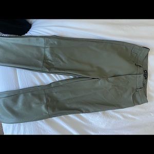 Green leather pants